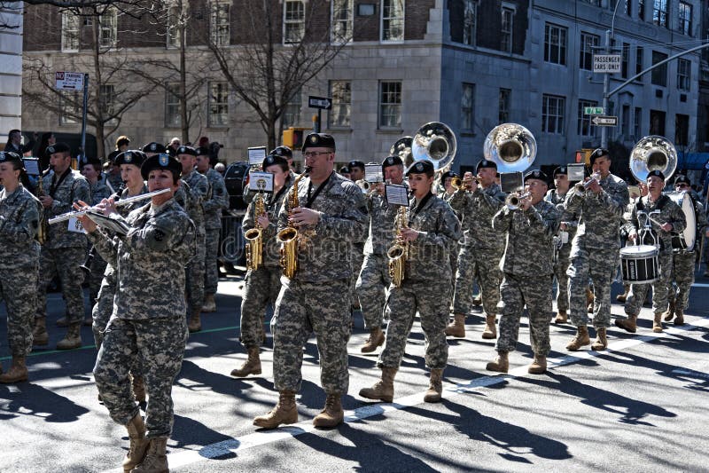 Military Marching Band in St. Patrick's Day Parade - Circa 2011. Military Marching Band in St. Patrick's Day Parade - Circa 2011