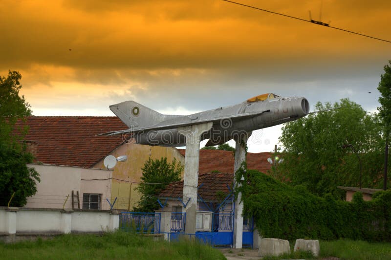 Military Base Entrance Old Fighter Installation Stock Photo - Image of