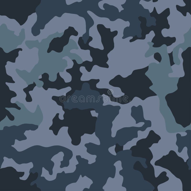 Military Blue Camouflage, War Repeats Texture, Seamless Vector ...