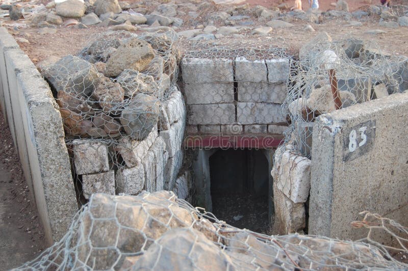 Military bunker access point on the border between Israel and Syria , Golan height