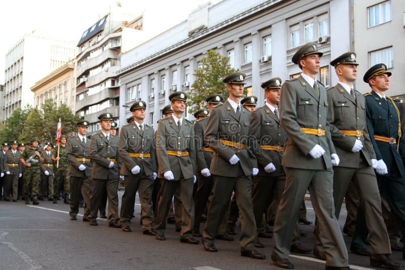 Military Cadets. BELGRADE - SEPTEMBER 10: The Graduation ceremony for cadets of the 131st and 132nd of the Serbian Military Academy class on September 10, 2011 royalty free stock photos Military Cadets. BELGRADE - SEPTEMBER 10: The Graduation ceremony for cadets of the 131st and 132nd of the Serbian Military Academy class on September 10, 2011 royalty free stock photos