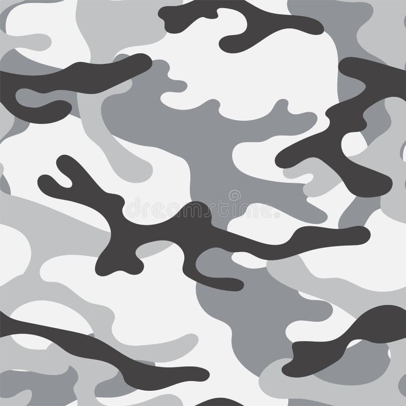grey camouflage pattern military texture on textile. Repeat print.  Fashionable background. Vector Stock Vector