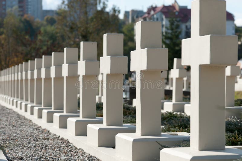 Military cemetery stock photo