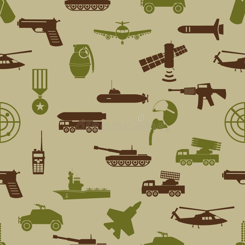 Military Colors Icons Theme Seamless Pattern Eps10 Stock Vector ...