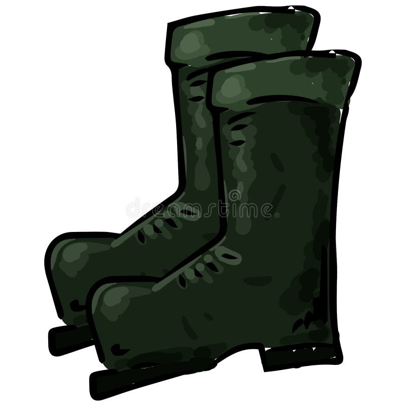 Military Combat Boots. Vector Illustration of Rubber Boots Stock Vector