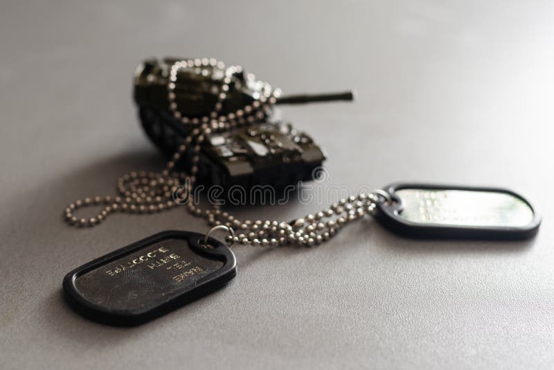 Military Dog Tags. Badge with the Name of a Soldier Stock Photo Image
