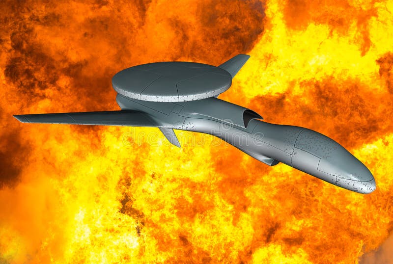 Military Drone Strike Fire Explosion Concept