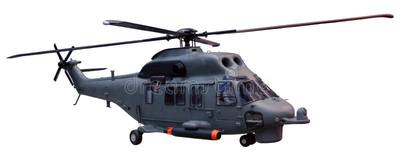 Military helicopter isolated white background royalty free stock photography