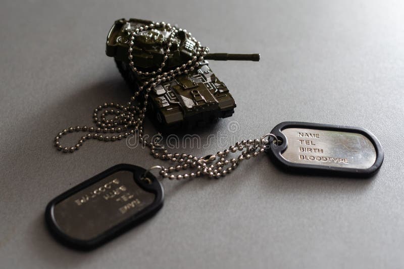 Military ID Tags Isolated on White Background. Stock Photo Image of