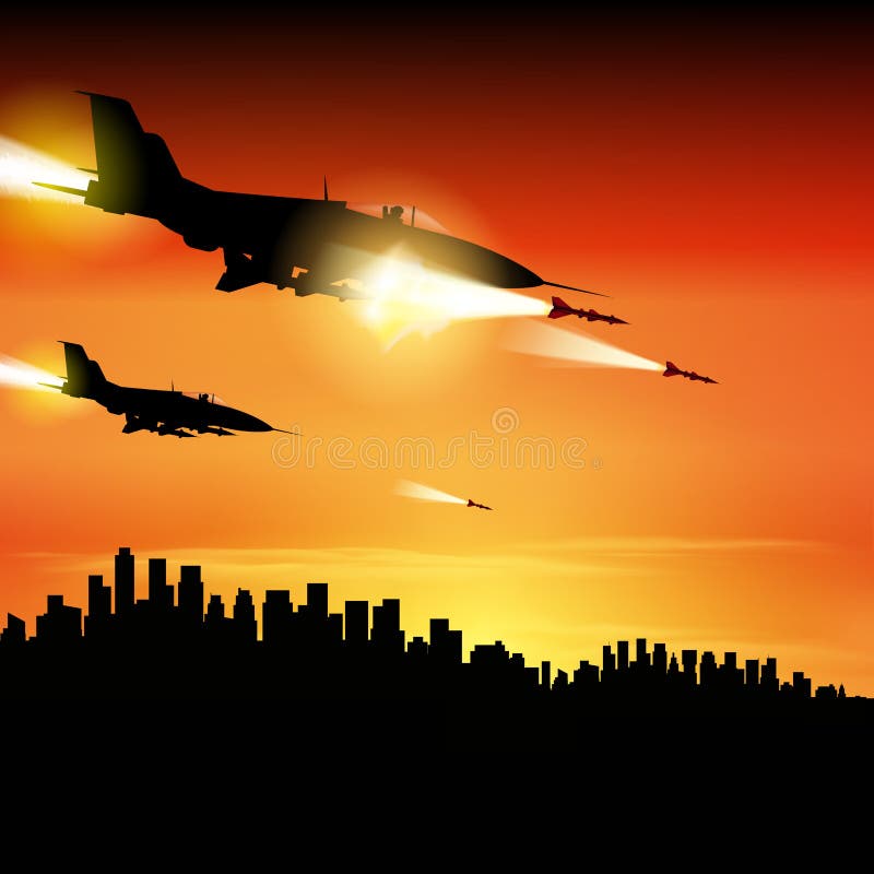 Military jets fired a missiles stock illustration Military jets fired a missiles stock illustration