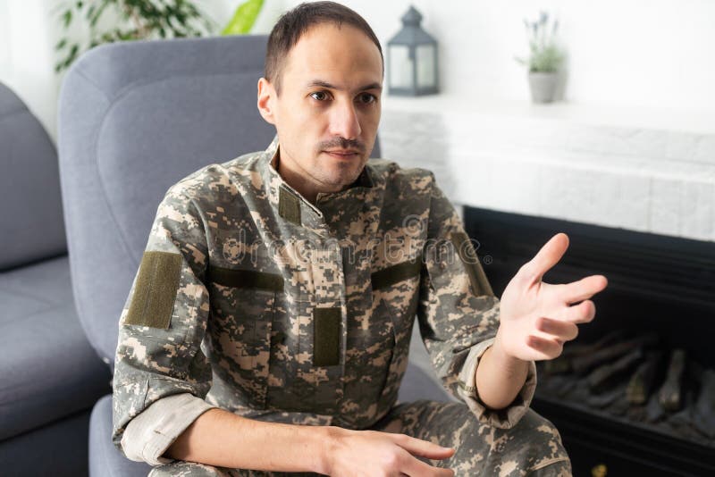 A military man at a psychologist, PTSD