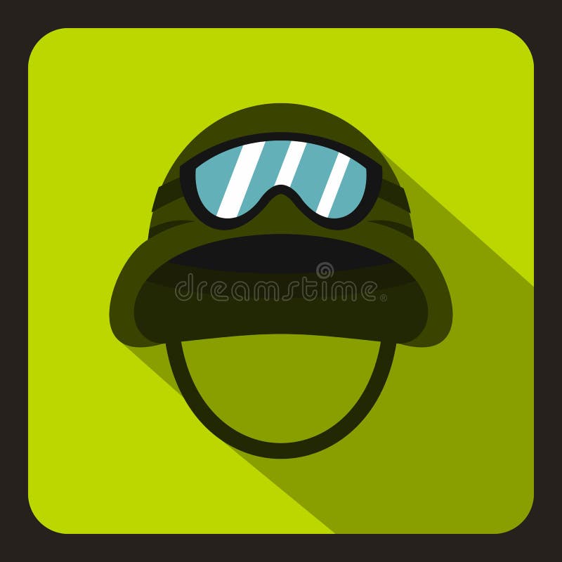 Military Helmet Icon, Flat Style Stock Illustration - Illustration of