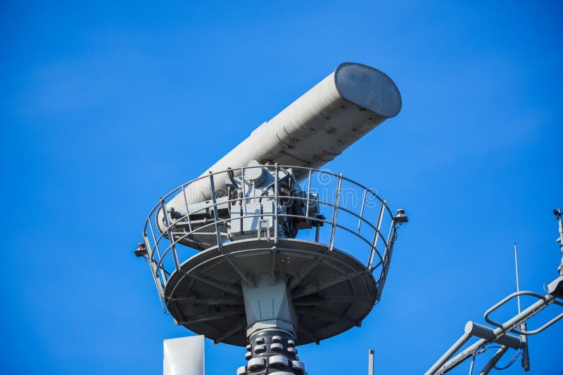 Military Radar Air Surveillance on Navy Ship Stock Image Image of