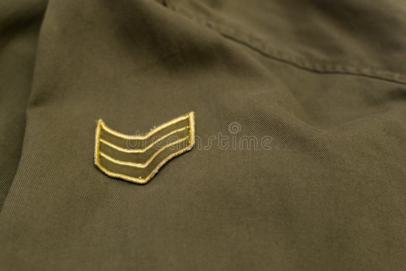 Military Rank on Military Olive Green Uniform, Close Up Stock Image