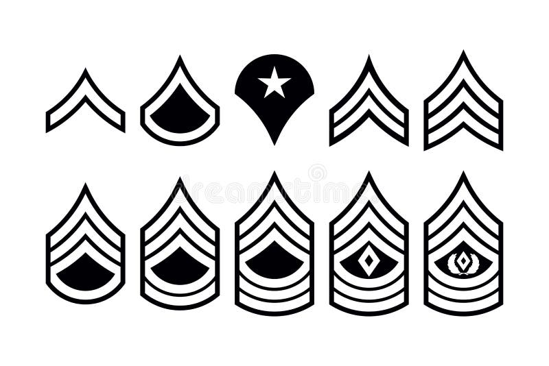 Military Ranks Stripes and Chevrons. Vector Set Army Insignia