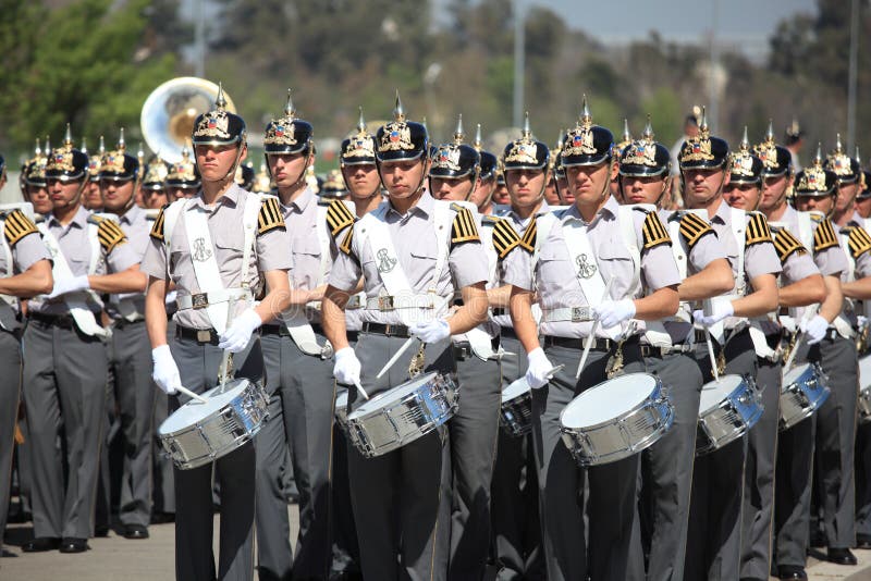 Santiago, Chile - September 15, 2011: Military school cadets marching in a rehearsal of the great military parade in commemoration of the independence of Chile. Santiago, Chile - September 15, 2011: Military school cadets marching in a rehearsal of the great military parade in commemoration of the independence of Chile.