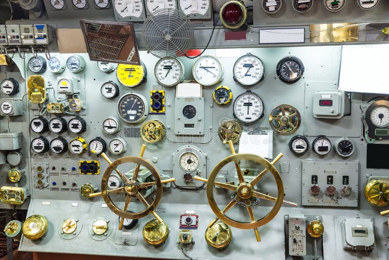 Military Ship Control Panel with Gauges. Stock Image Image of network