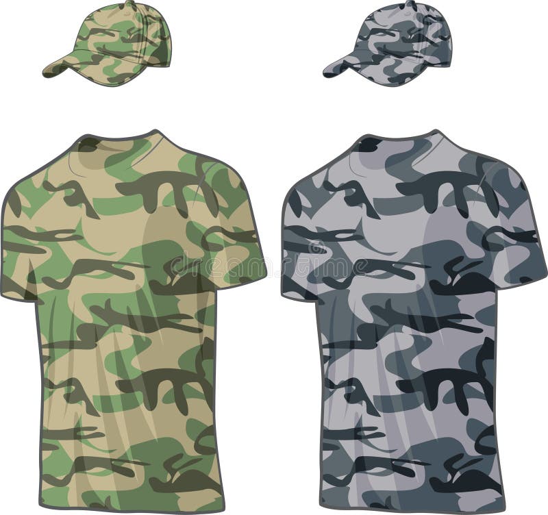 Military Shirts and Caps Templates. Vector Stock Vector Illustration