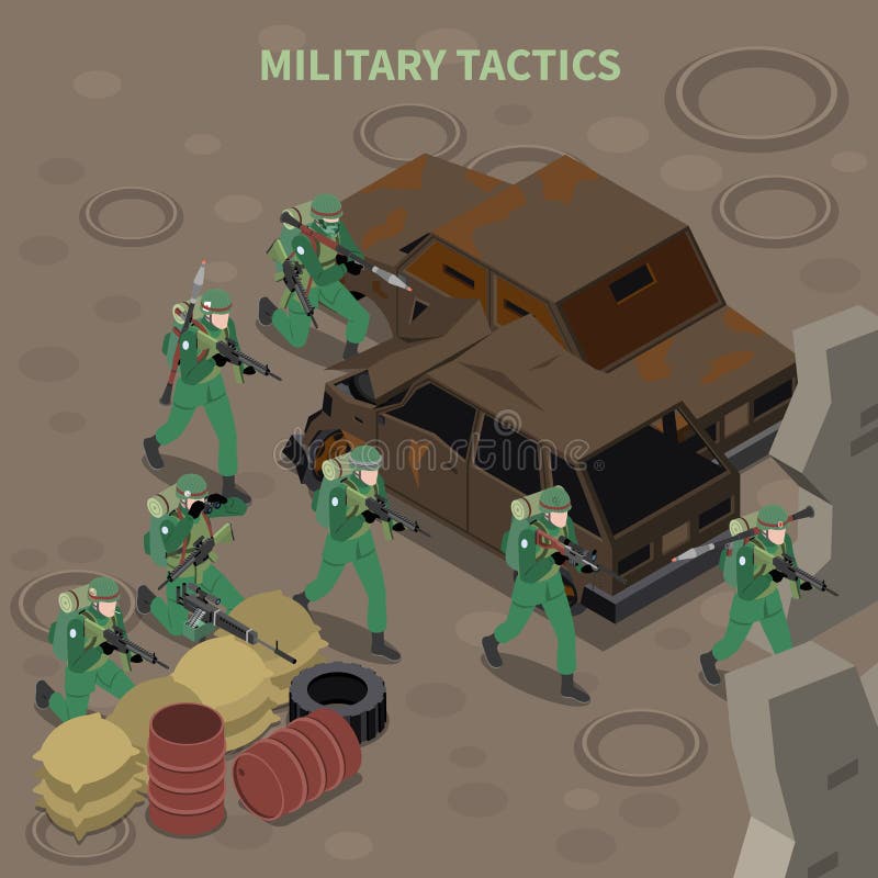Military Tactics Isometric Composition royalty free illustration