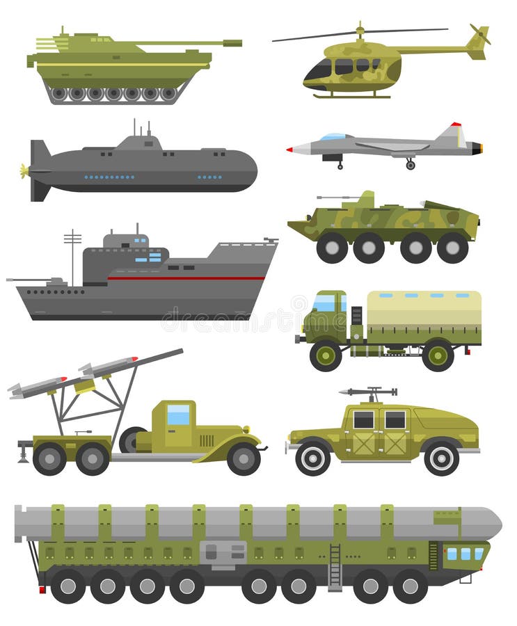 Military technic transport armor flat vector illustration.