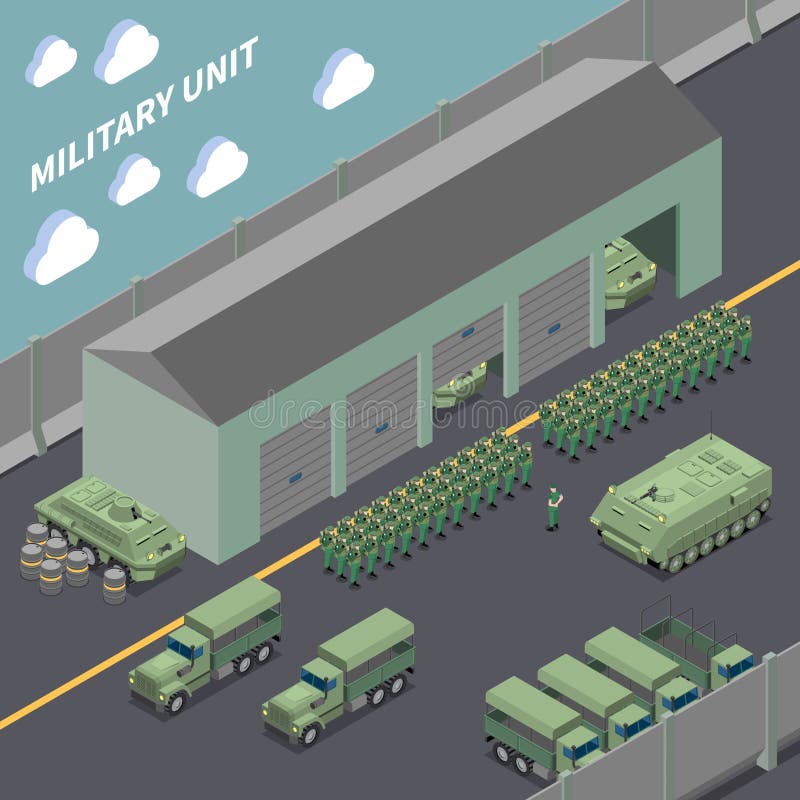 Military Unit Isometric Composition.