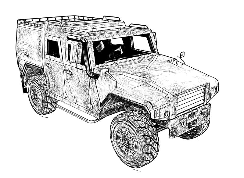 Military Vehicle Isolated on a White Background Stock Illustration ...