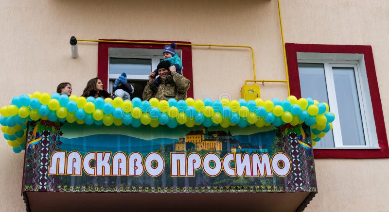 Militärerna av krigsmakten av Ukraina, som deltog royaltyfri foto Militärerna av krigsmakten av Ukraina, som deltog royaltyfri foto