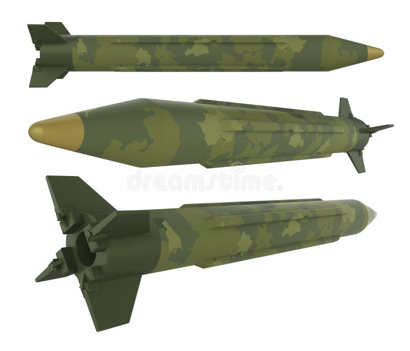 Military Missiles isolated on white background. 3D render. Military Missiles isolated on white background. 3D render