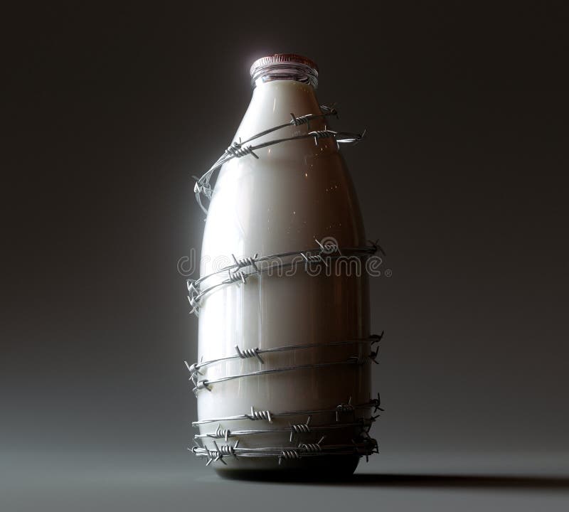 Milk Bottle And Barbed Wire royalty free illustration