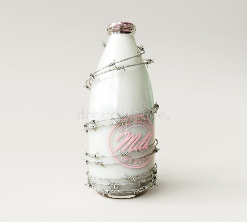 Milk Bottle And Barbed Wire vector illustration