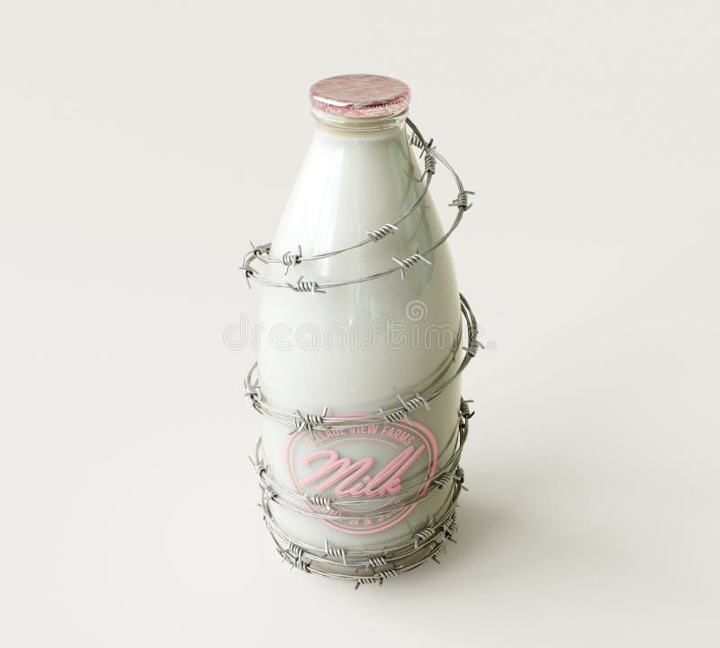 Milk Bottle And Barbed Wire vector illustration