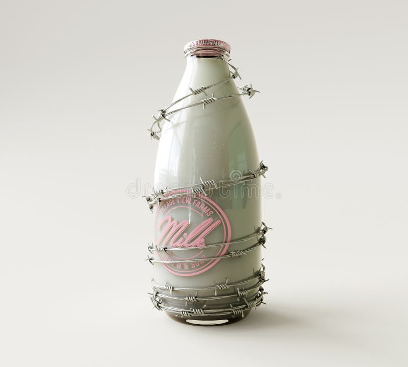 Milk Bottle And Barbed Wire royalty free illustration