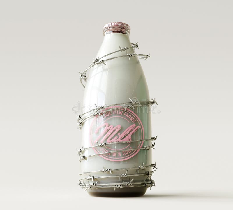 Milk Bottle And Barbed Wire royalty free illustration