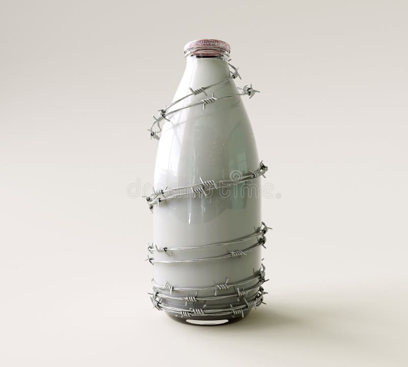 Milk Bottle And Barbed Wire vector illustration