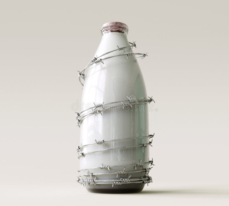 Milk Bottle And Barbed Wire royalty free illustration