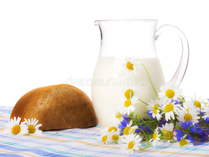 Milk, bread and field flowers