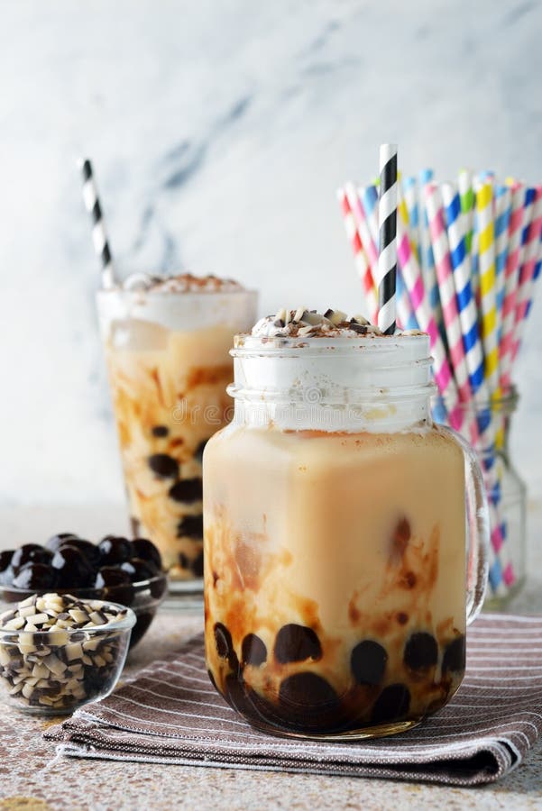 Milk Bubble Tea With Tapioca Pearls Stock Photo Image of edible