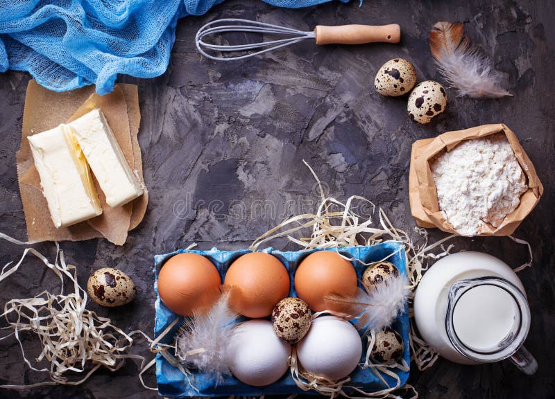 Milk, Butter, Eggs, Flour. Baking Concept Stock Photo Image of