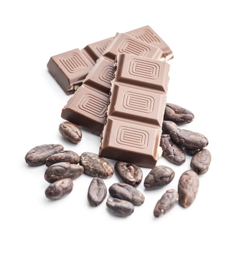 Milk Chocolate Bars and Cocoa Beans Stock Photo Image of delicious