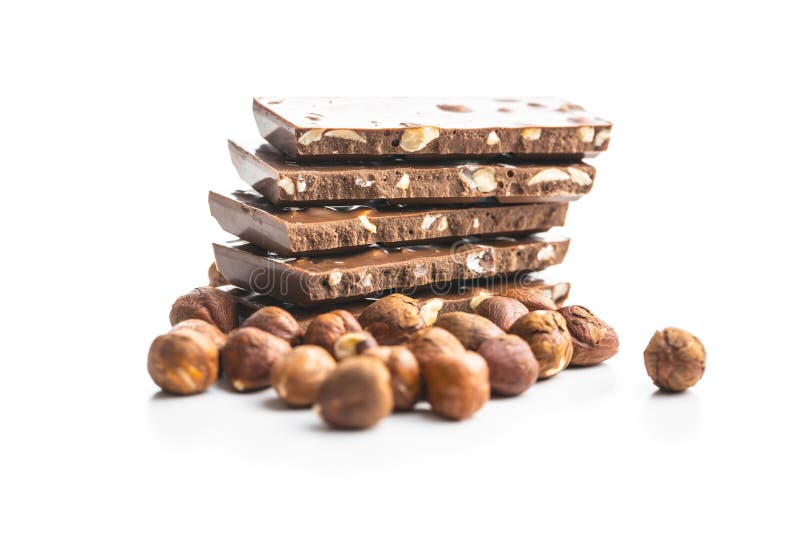 Milk Chocolate Bars and Hazelnuts Stock Image Image of food, closeup