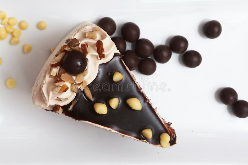 Milk and Chocolate Cake with Chocolate Ball and Crispy Stock Image