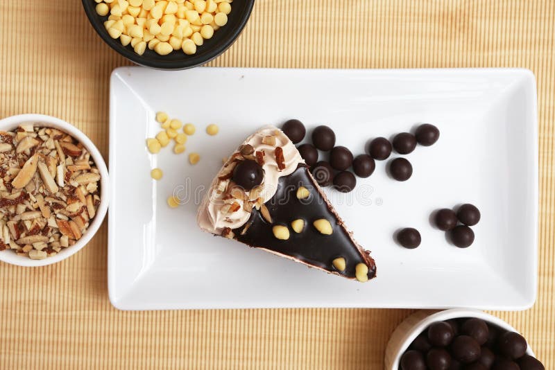 Milk and Chocolate Cake with Chocolate Ball and Crispy Stock Photo