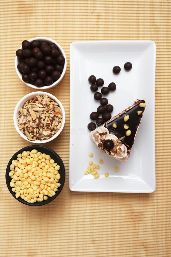 Milk and Chocolate Cake with Chocolate Ball and Crispy Stock Photo