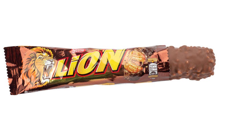Lion Bar Isolated on White. Lion is a Chocolate Bar Confection that is  Manufactured by Nestle Editorial Photo - Image of brown, lion: 139209006