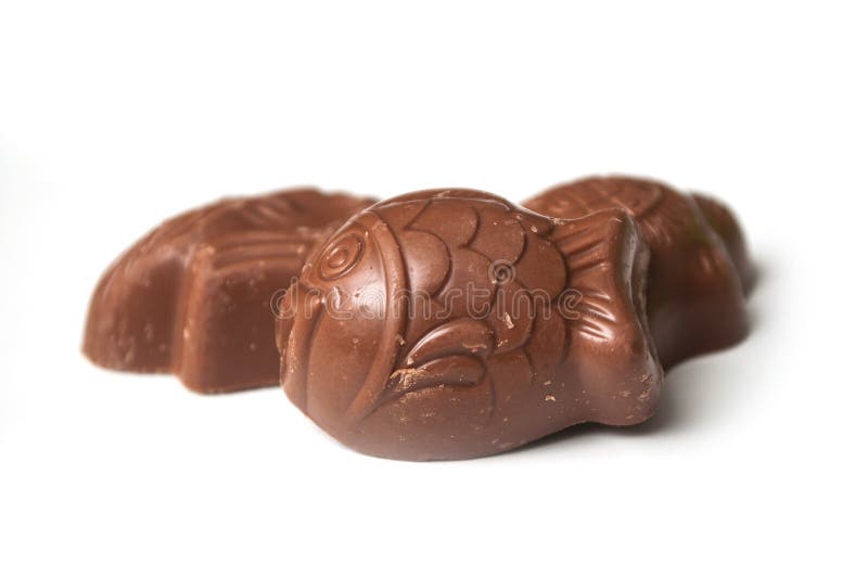 Milk Chocolate in Shaped of Animals on White Background Stock Image