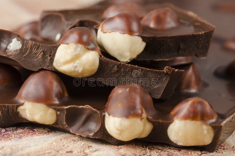 Milk Chocolate with Whole Hazelnuts Stock Image Image of diet, cacao