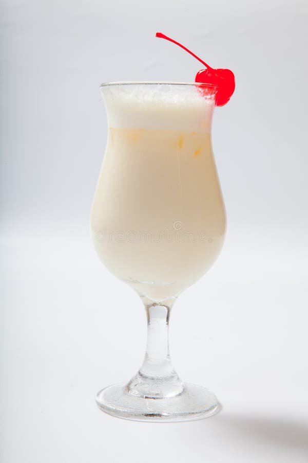 Milk Cocktail with a Cherry in a Tall Glass Stock Photo Image of