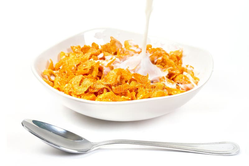 Milk With Corn Flakes For Breakfast Stock Image Image of gourmet, corn 22844551