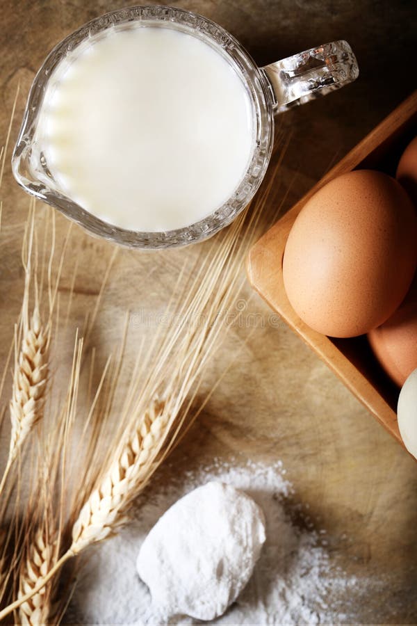 Milk, eggs and wheat flour stock image. Image of organic 40234055