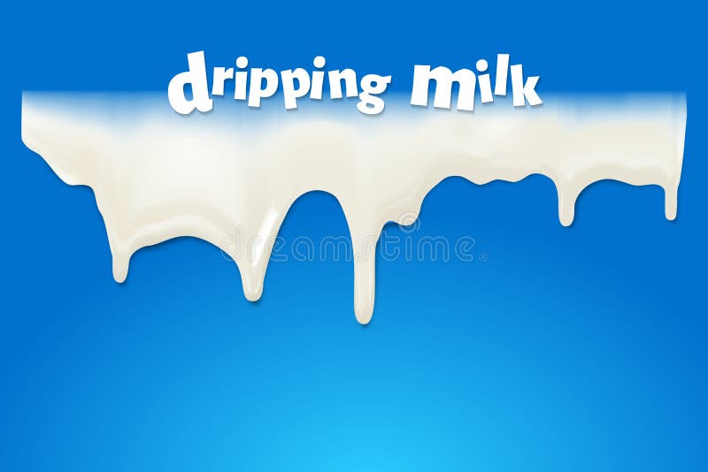Milk flowed and dripping on a blue background